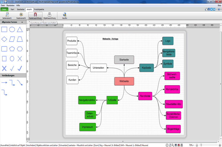 ClickCharts Diagram & Flowchart Software snap objects screenshot