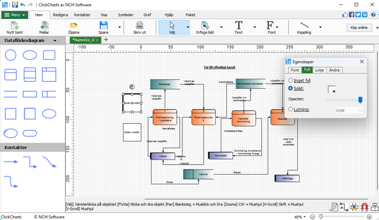 ClickCharts Diagram & Flödesschemaprogram anpassa objekt skärmdump