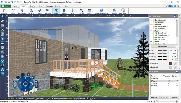 Schermata del design di deck in DreamPlan Software di Design della Casa