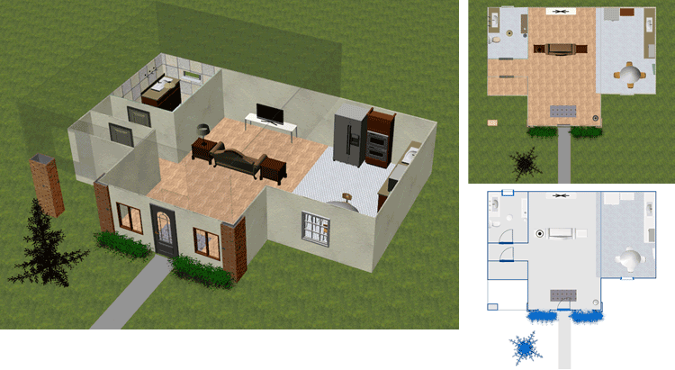 Capture d'écran d'un plan 3D dans DreamPlan logiciel de design blueprint