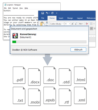 Doxillion Konversionsdialog Fenster