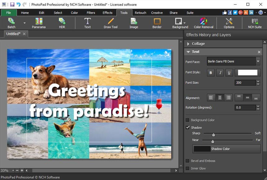 is photopad image editor like photoshop