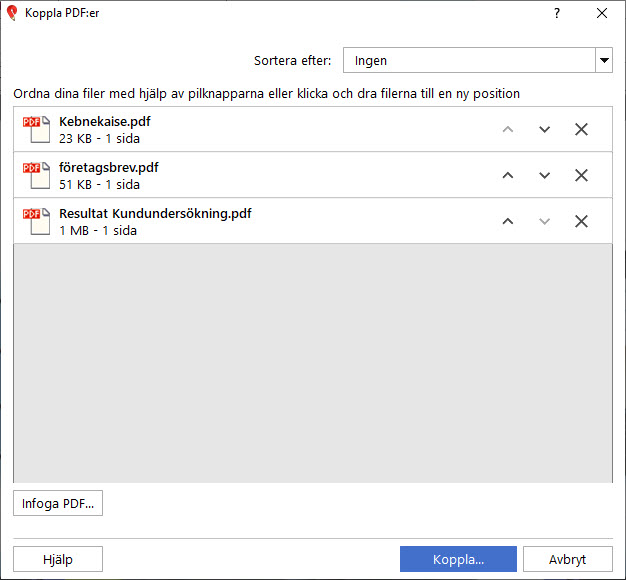 PicoPDF Sammanfoga PDF-filer