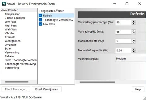 Voxal Stemwisselaar Software stemveranderaar instellingen en effecten screenshot