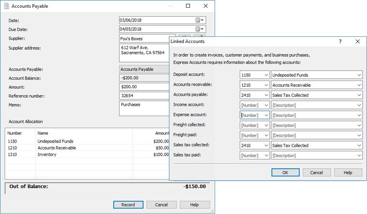 Express Accounts Accounting Software Accounts Payable screenshot