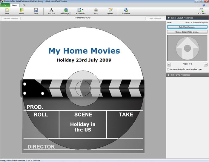 Disketch CD/DVD Disc & Cover Label Making Software screenshot