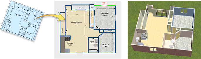 Use trace mode to import existing floor plans