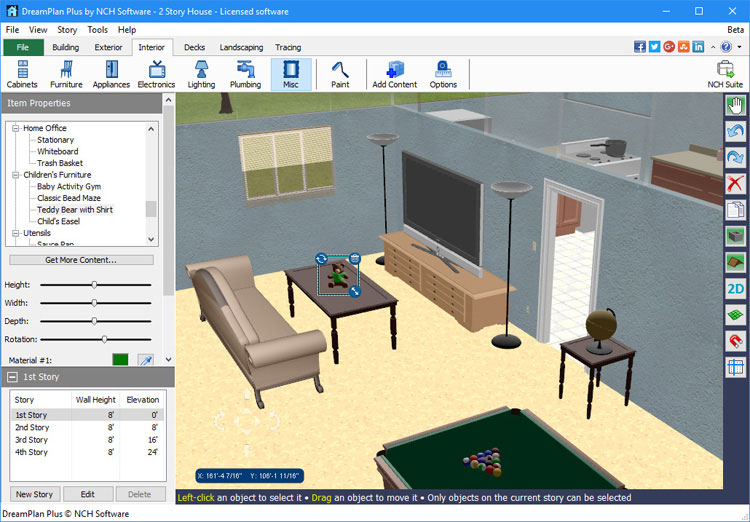 DreamPlan Möbeldesign Software Screenshot