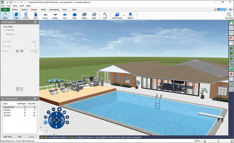 DreamPlan Schwimmbad Software Screenshot