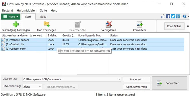 Doxillion Documentconverter converteer meerdere bestanden screenshot