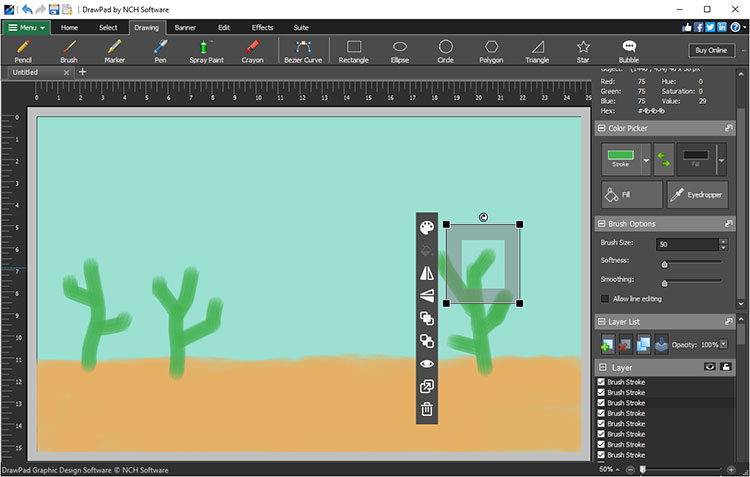 Create digital paintings with a variety of freehand drawing tools DrawPad screenshot