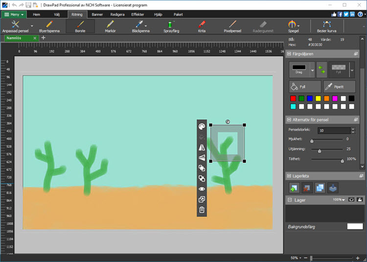 Skapa digitala målningar med en mängd olika frihandsritverktyg DrawPad-skärmdump
