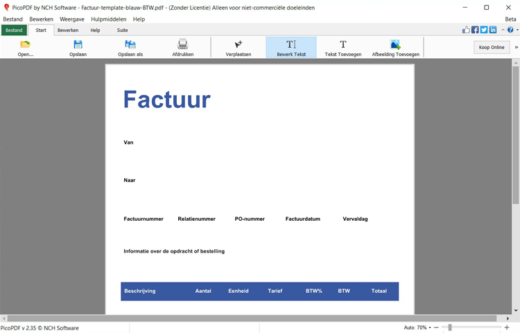PicoPDF Gratis PDF Editing Software nieuwe interface screenshot