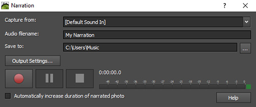 PhotoStage Slideshow maker record narrations screenshot.
