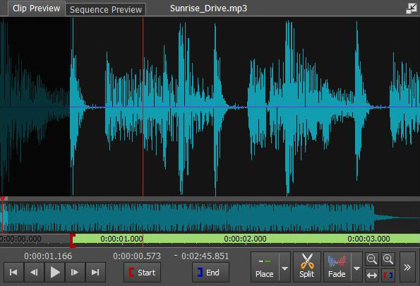 VideoPad audio transition and effects screenshot